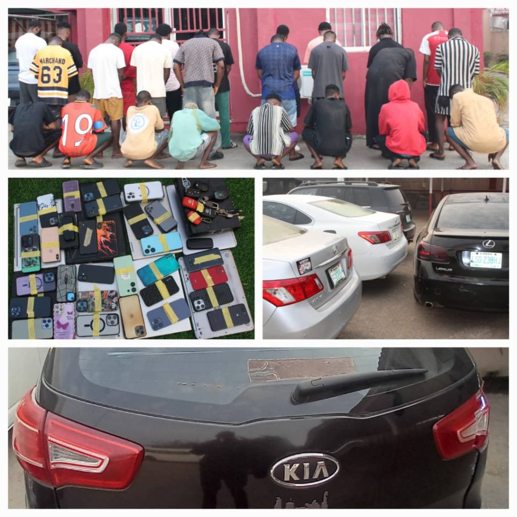 EFCC Arrests 25 Suspected Internet Fraudsters in Benin City, Recovers Exotic Cars and Electronics