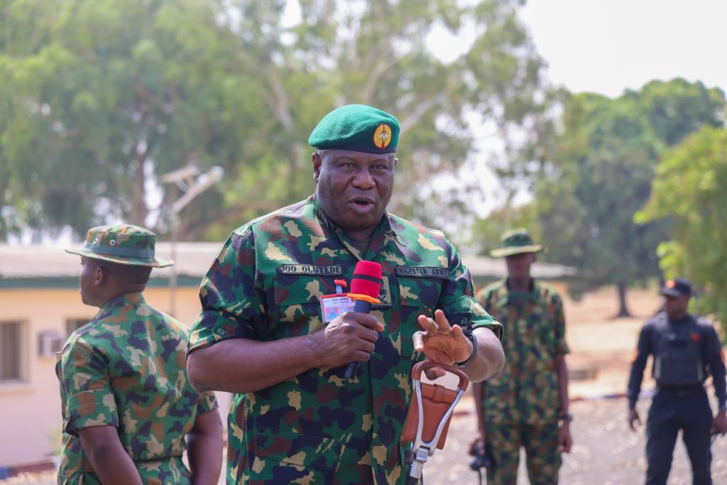 COAS DIRECTS TROOPS OF OPERATION WHIRL STROKE TO STAMP OUT SECURITY THREATS The Chief of Army Staff (COAS) Lieutenant General Olufemi Oluyede has charged troops of Operation WHIRL STROKE, operating in Benue and contiguous states to decisively quell all security challenges in their area of operations in order to maintain peace and security of the region and the nation as a whole. The COAS gave the charge during his maiden operational visit to the Headquarters of the Joint Task Force Operation WHIRL STROKE in Makurdi on Wednesday, 12 February 2025. Briefing the COAS, the Commander, Operation WHIRL STROKE, Major General Lewis Lepdung highlighted the successes recorded in the ongoing operations as well as the challenges confronting the troops. The COAS assured the troops of his unflinching support to achieve their operational mandate. The Army Chief further pledged to prioritise the welfare of the troops and that of their families, as well as provide combat enablers to enhance their operational effectiveness and expedite the attainment of their statutory tasks. The operational tour also took the COAS to the Nigerian Army School of Military Engineering and the 401 Special Forces Brigade in Makurdi, where he inspected ongoing projects meant to address the acute shortage of accommodation and improve the living standards of the Barracks community. ONYEMA NWACHUKWU Major General Director Army Public Relations 13 February 2025 COAS Orders Operation Whirl Stroke to Crush Security Threats